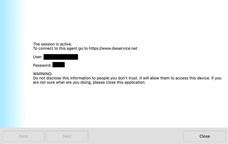 DW Service Connection Credentials