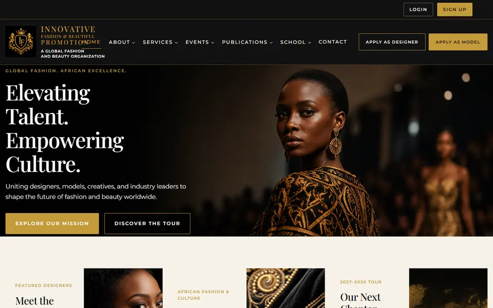 Innovative Fashion and Beautiful Promotion homepage for a global fashion and beauty organization