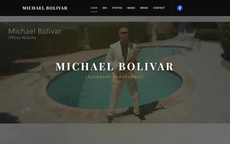 Michael Bolivar official website homepage featuring the saxophonist
